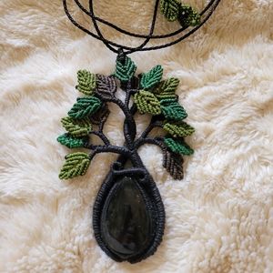 Crocheted labradorite necklace